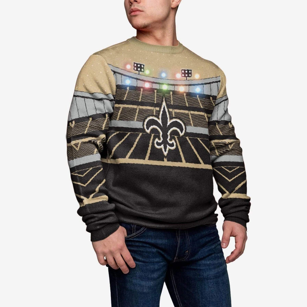 New Orleans Saints Light Up Bluetooth Sweater FOCO S - FOCO.com