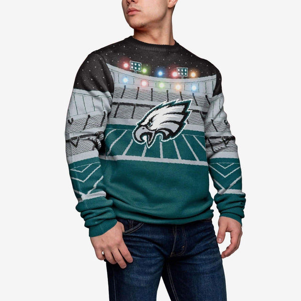 Philadelphia Eagles FOCO Light-Up Ugly Sweater - Midnight Green