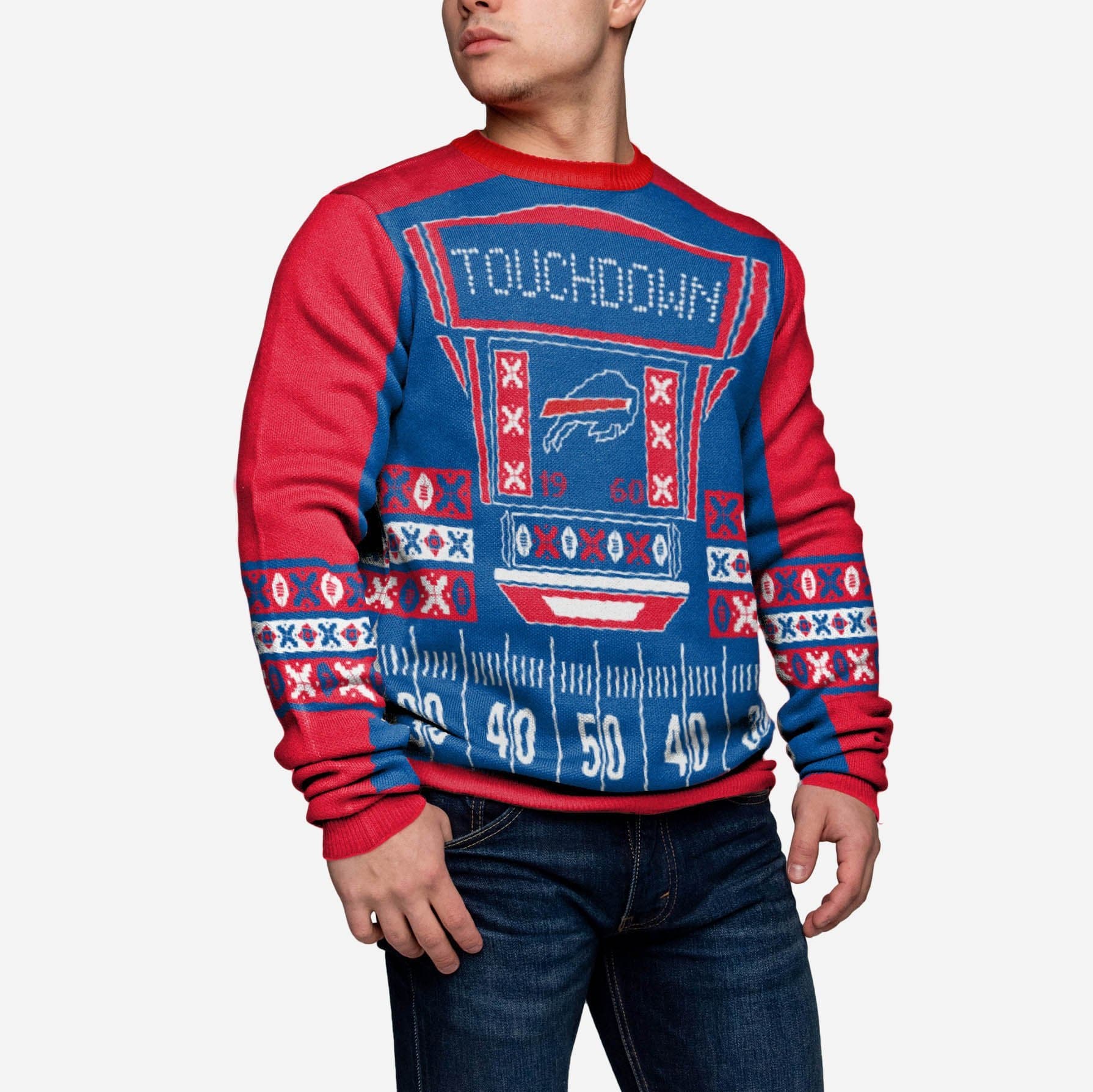 FOCO Buffalo Bills Patches Ugly Sweater Crewneck