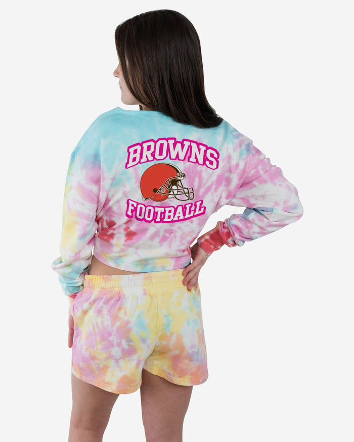 Cleveland Browns Womens Pastel Tie-Dye Blast Cropped Sweater FOCO - FOCO.com