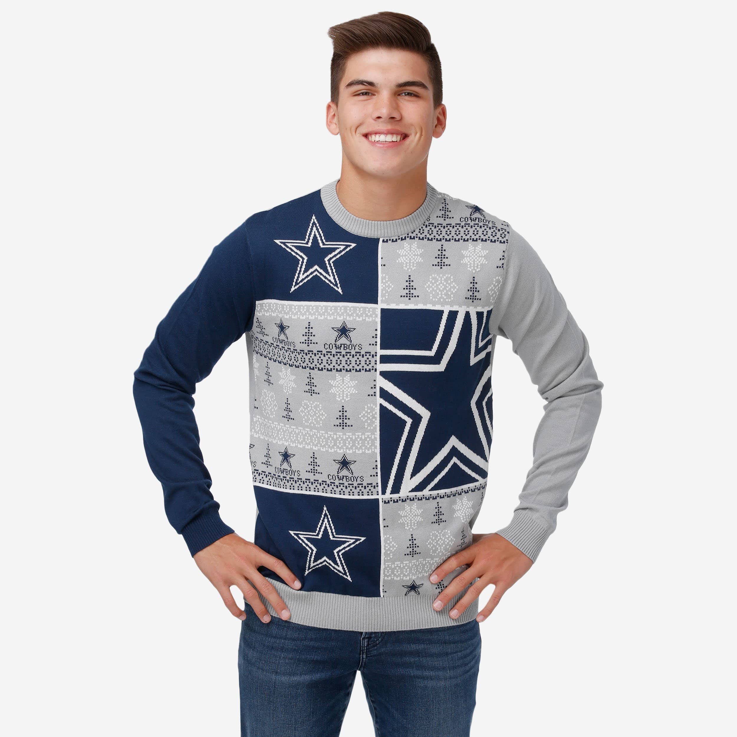 FOCO NFL Dallas Cowboys BUSY BLOCK Ugly Sweater, Large – Ugly Christmas  Sweater Party