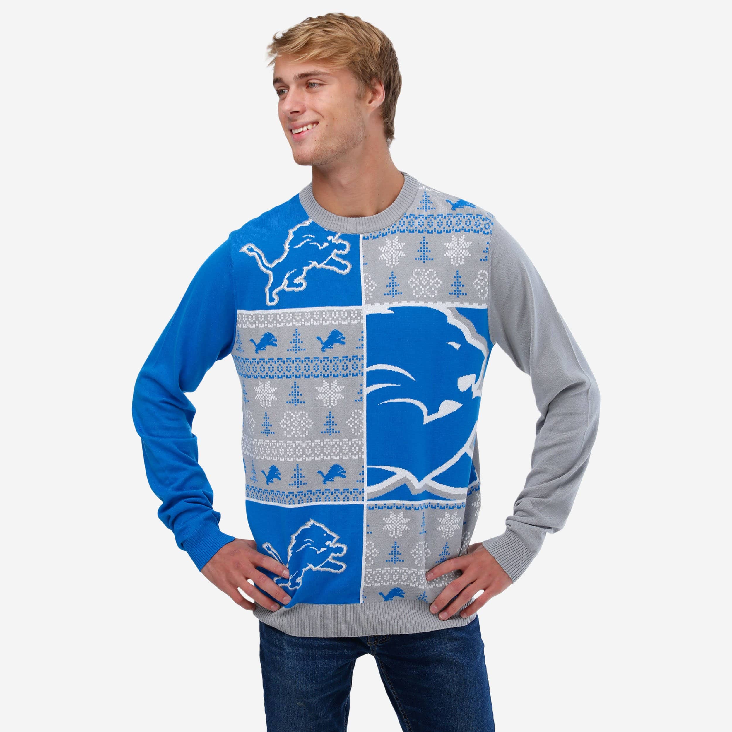 Dallas Cowboys Men's Crew Neck Sweatshirt Snowfall Holiday Ugly Sweater