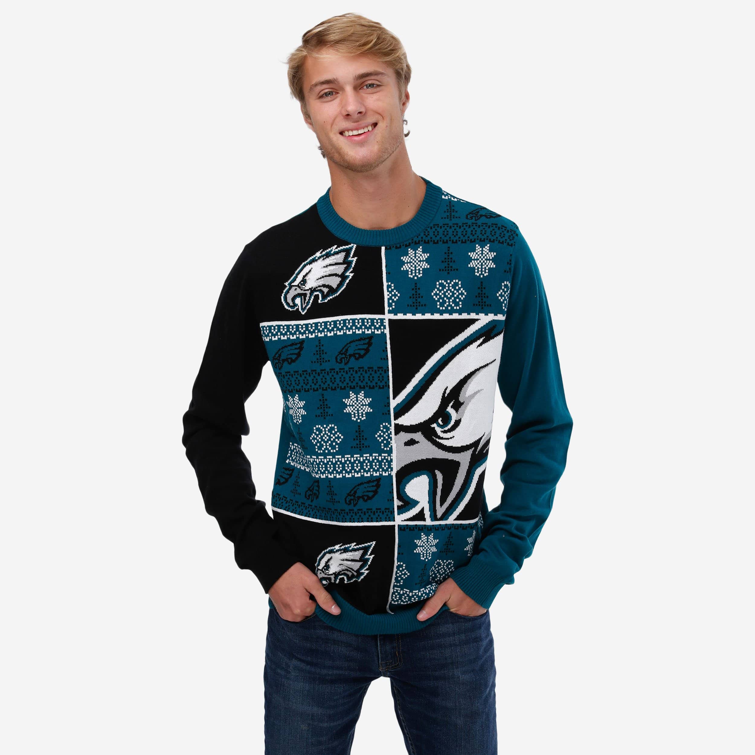 Seattle Seahawks Busy Block Snowfall Sweater FOCO