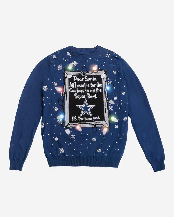 FOCO Dallas Cowboys NFL Mens Dear Santa Light Up Sweater
