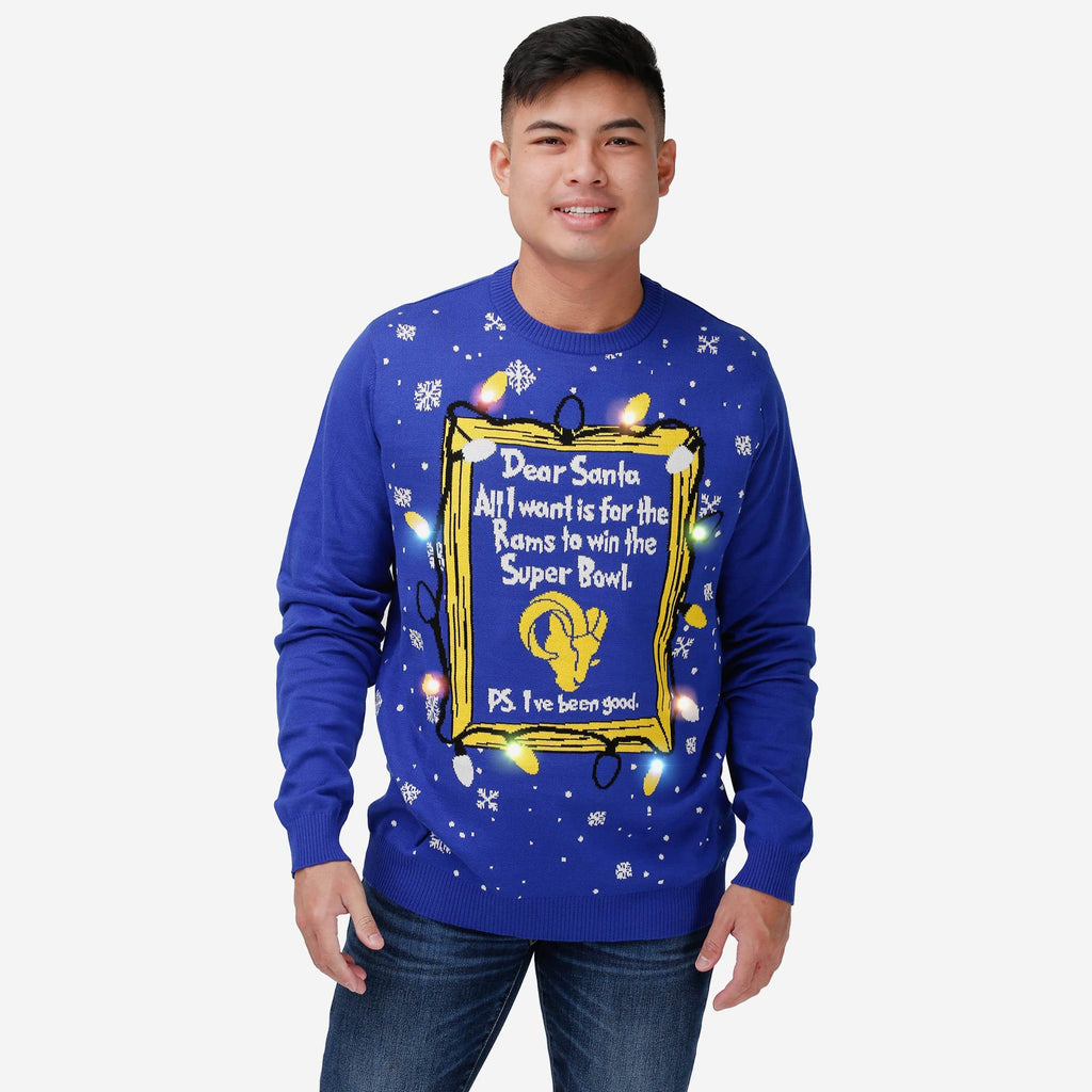 Los Angeles Rams Dear Santa Light Up Sweater FOCO S - FOCO.com