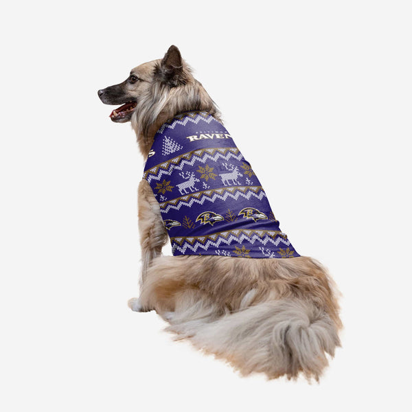 Baltimore Ravens Knitted Holiday Dog Sweater FOCO