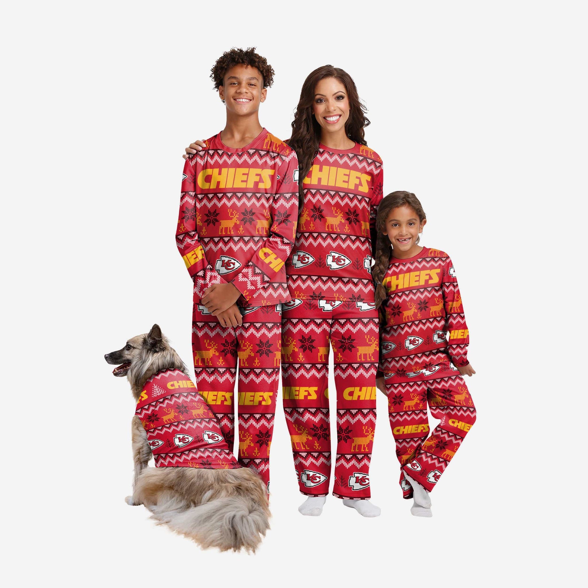 Kansas City Chiefs Dog Family Holiday Ugly Sweater FOCO