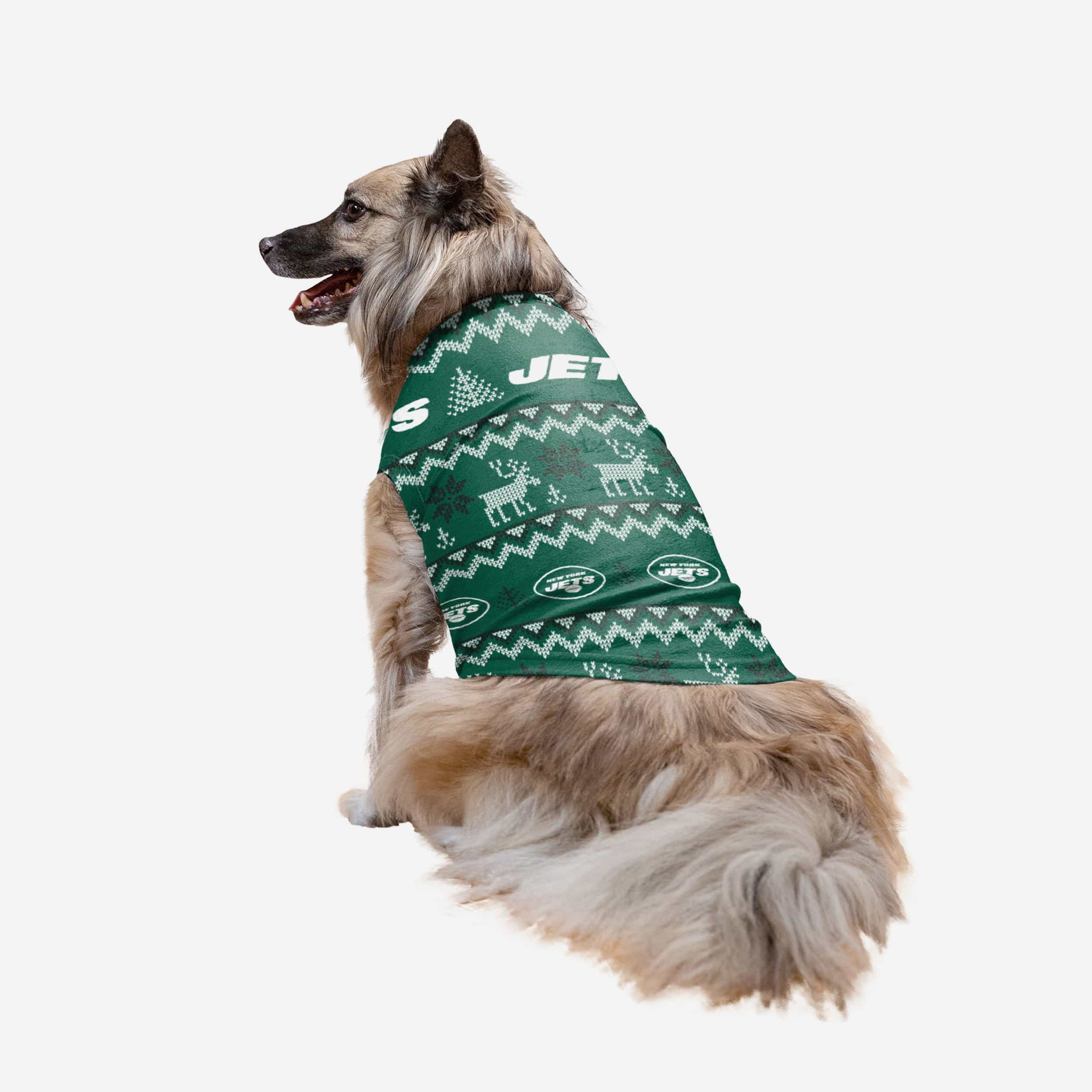 New York Jets Dog Family Holiday Ugly Sweater, Size: L