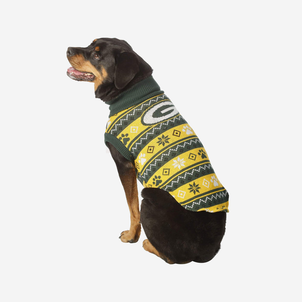 Green Bay Packers Knitted Holiday Dog Sweater FOCO XS - FOCO.com