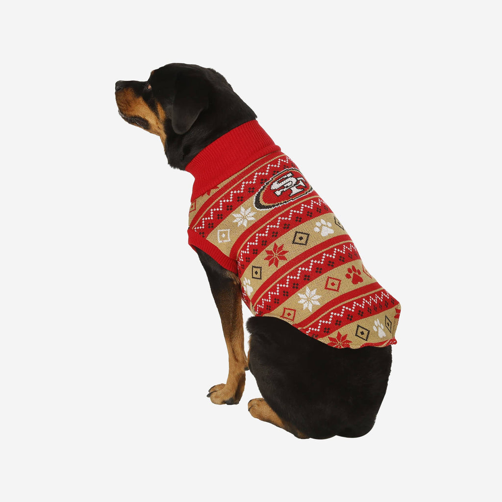 San Francisco 49ers Knitted Holiday Dog Sweater FOCO XS - FOCO.com