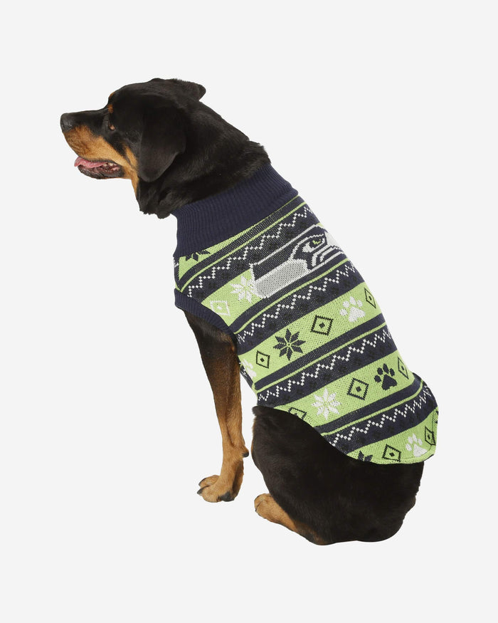 Seattle Seahawks Knitted Holiday Dog Sweater FOCO