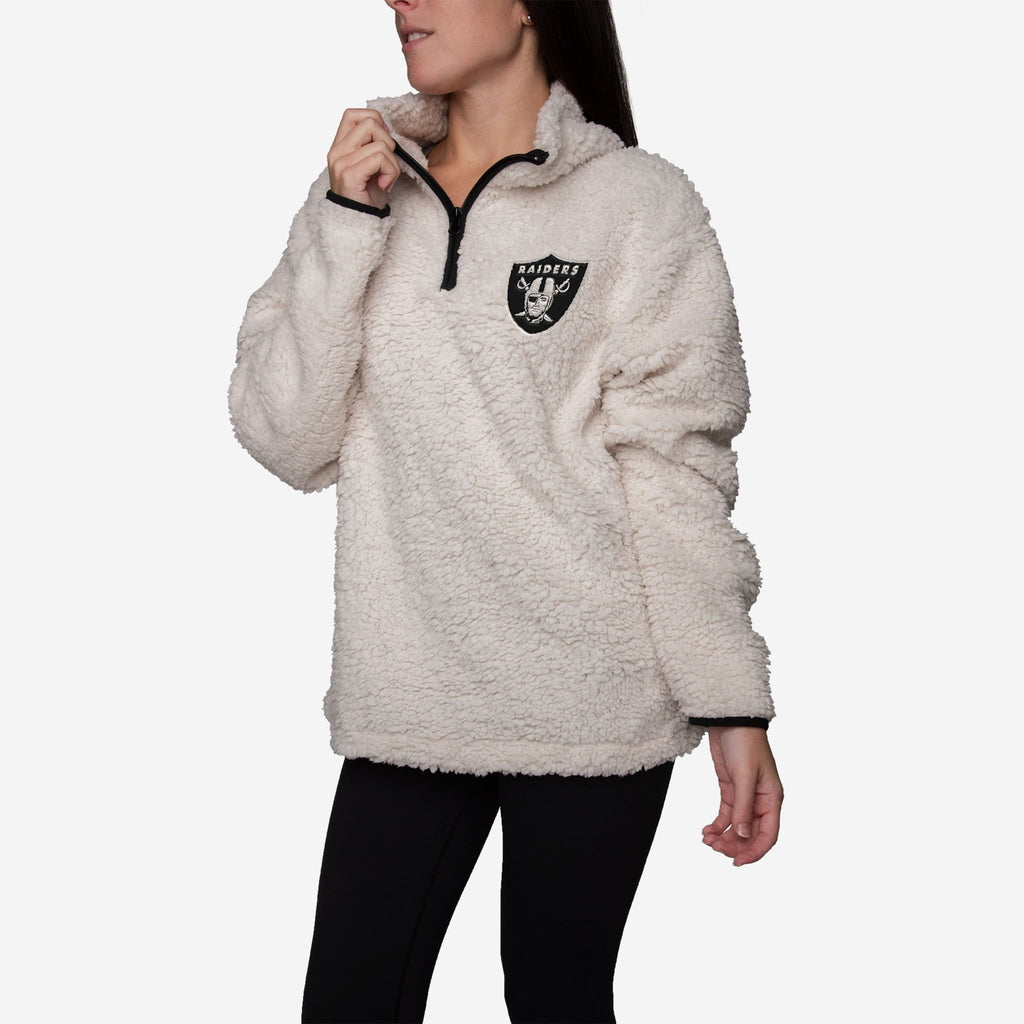 Las Vegas Raiders Womens Quarter Zip Sherpa Sweater FOCO - FOCO.com