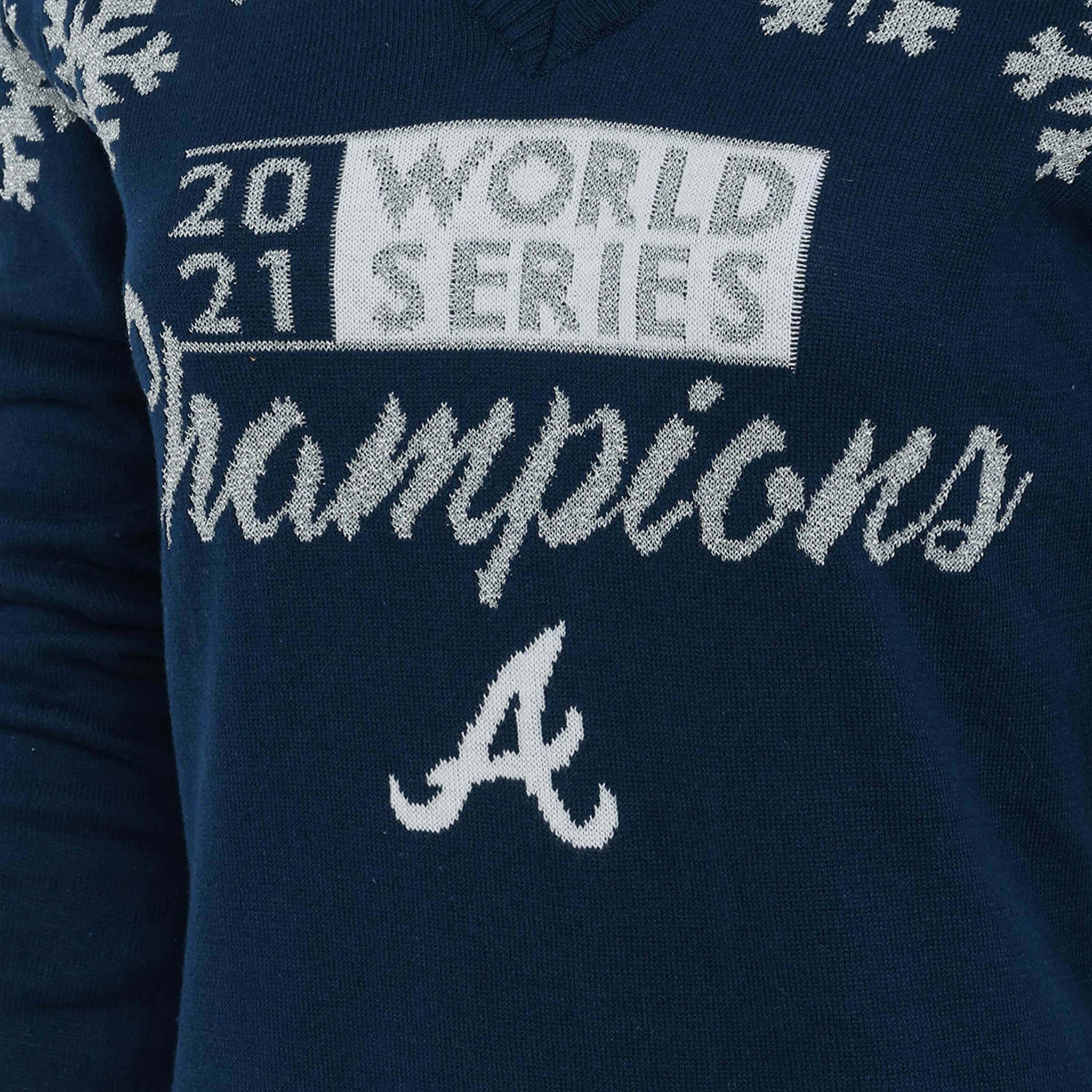 Atlanta Braves 2021 World Series Champions Womens V-Neck Raglan Shirt FOCO