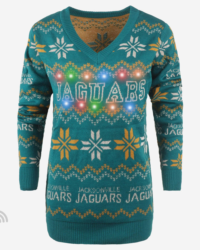 Jacksonville Jaguars Womens Light Up V-Neck Bluetooth Sweater FOCO - FOCO.com