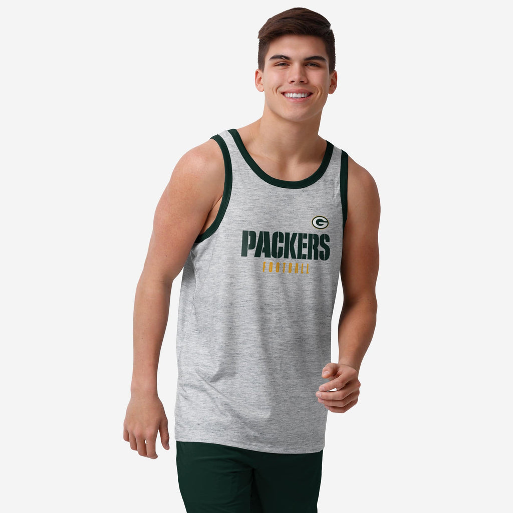 Green Bay Packers Gray Wordmark Sleeveless Top FOCO S - FOCO.com