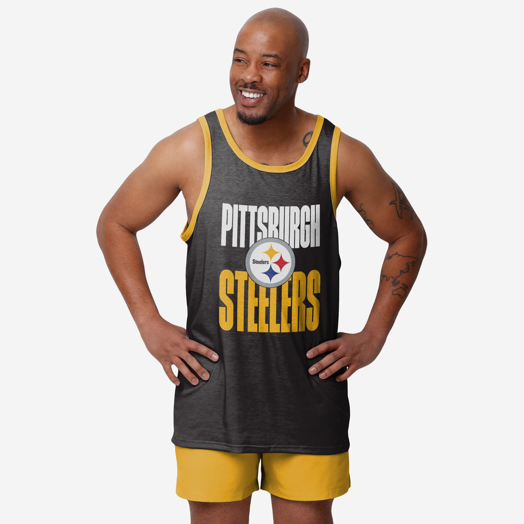 Pittsburgh Steelers Solid Wordmark Sleeveless Top FOCO S - FOCO.com