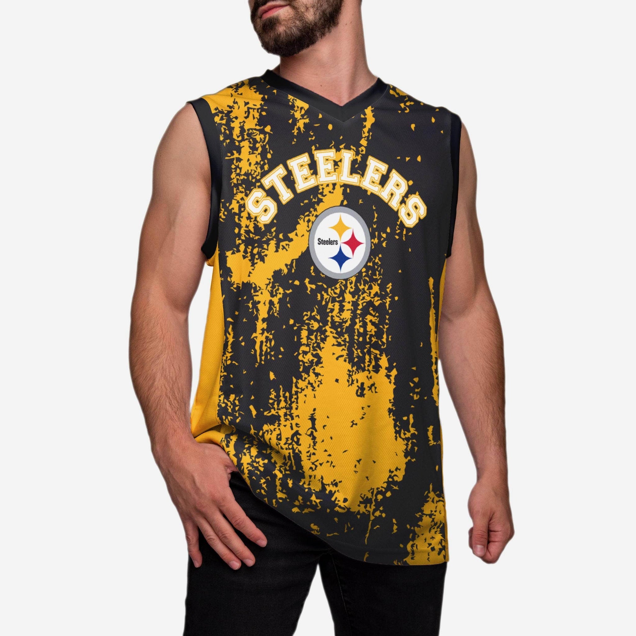 Pittsburgh Steelers Mitchell & Ness Top Prospect Mesh V-Neck T-Shirt
