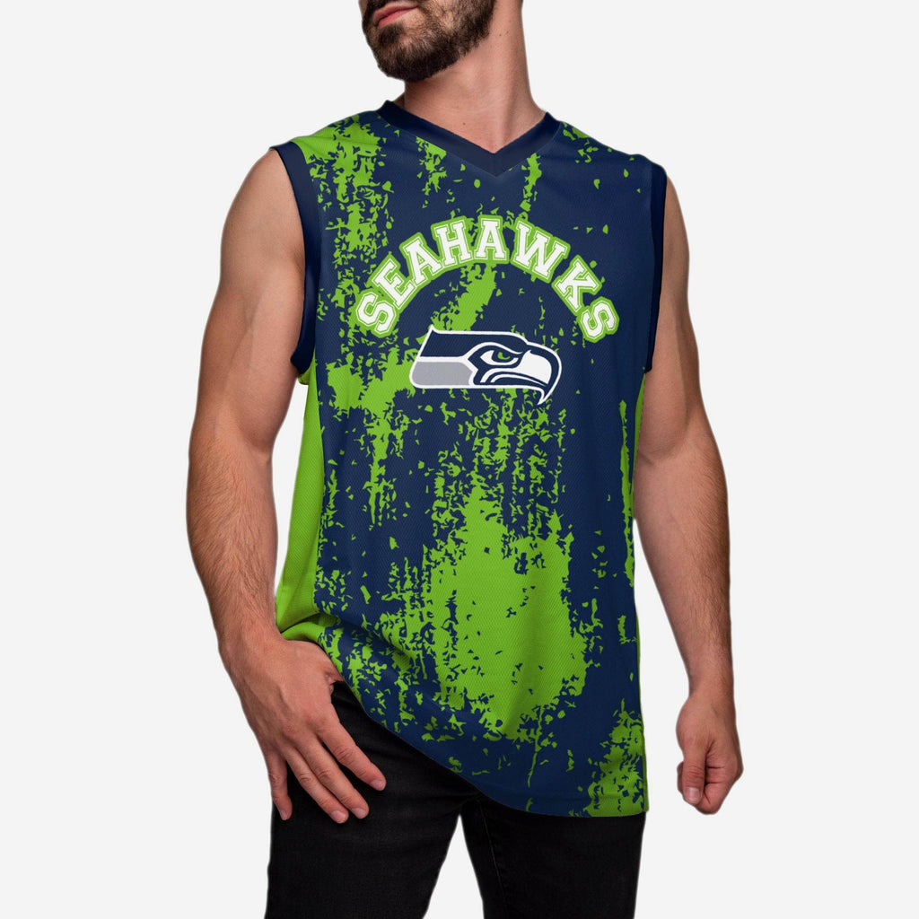 Seattle Seahawks Mesh V-Neck Jersey Tank Top FOCO M - FOCO.com