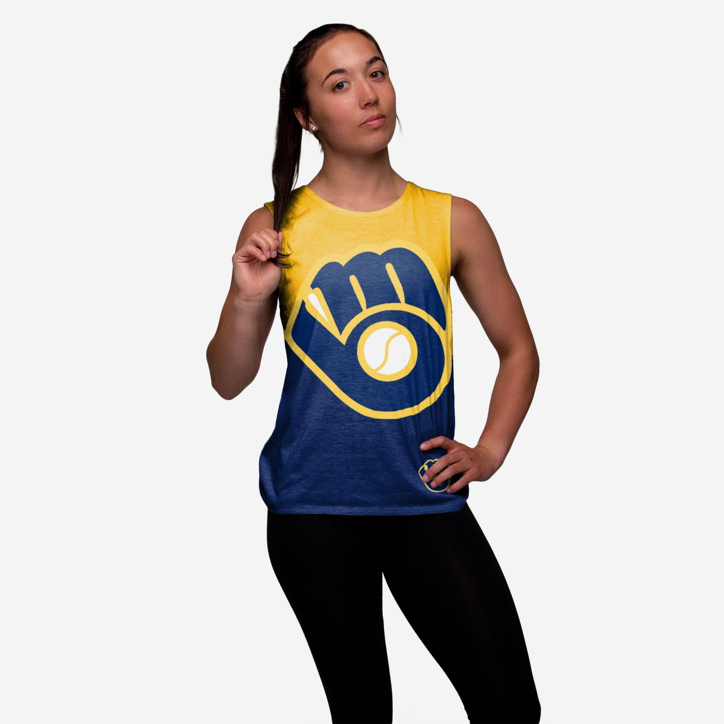 Milwaukee Brewers Womens Burn Out Sleeveless Top FOCO