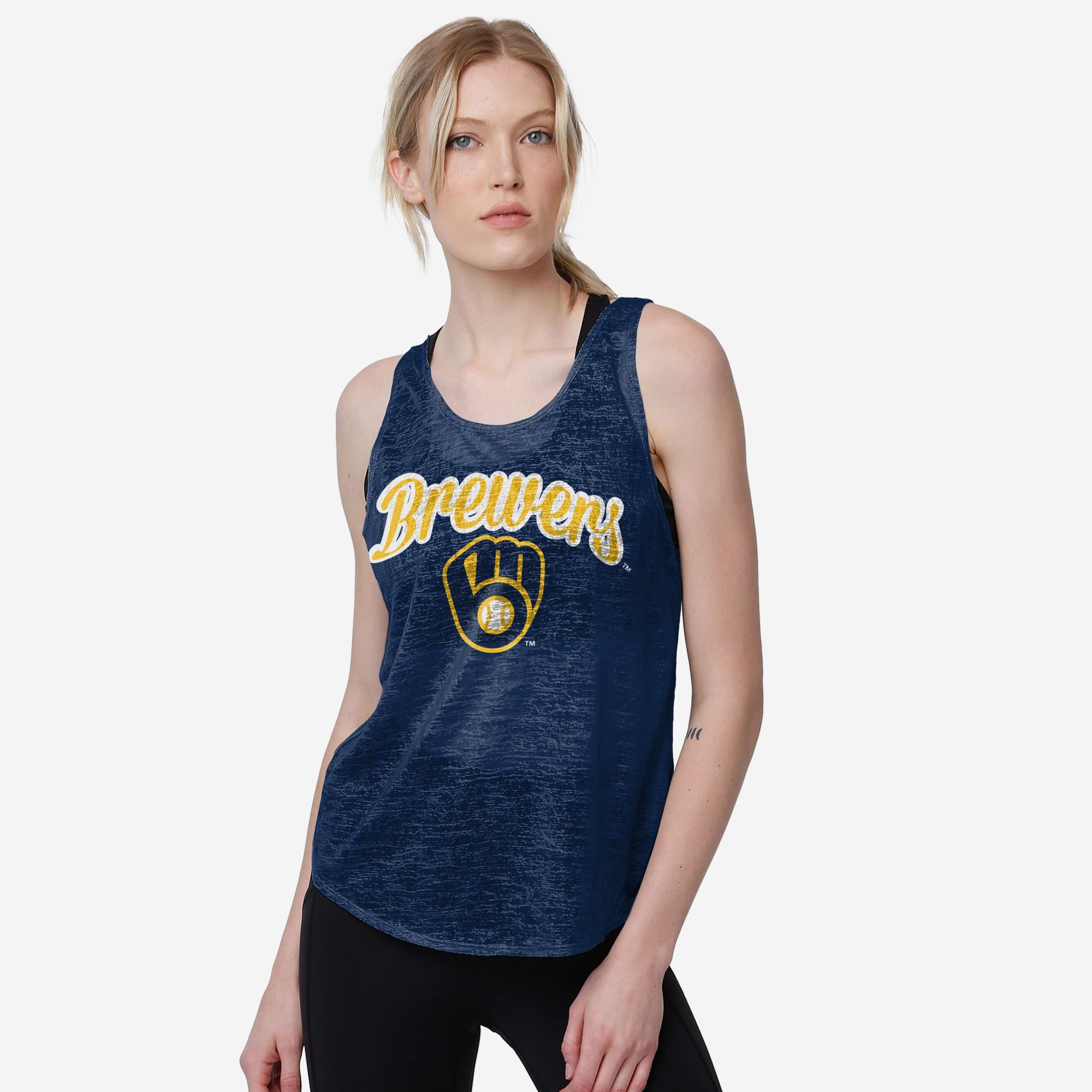 FOCO Milwaukee Brewers MLB Womens Tie-Breaker Sleeveless Top