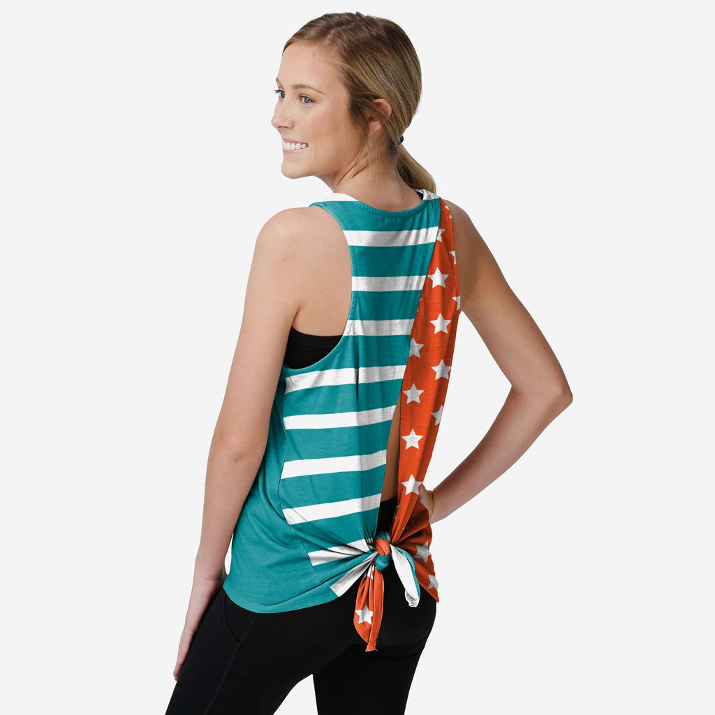 Miami Dolphins Womens Americana Tie-Breaker Sleeveless Top FOCO S - FOCO.com