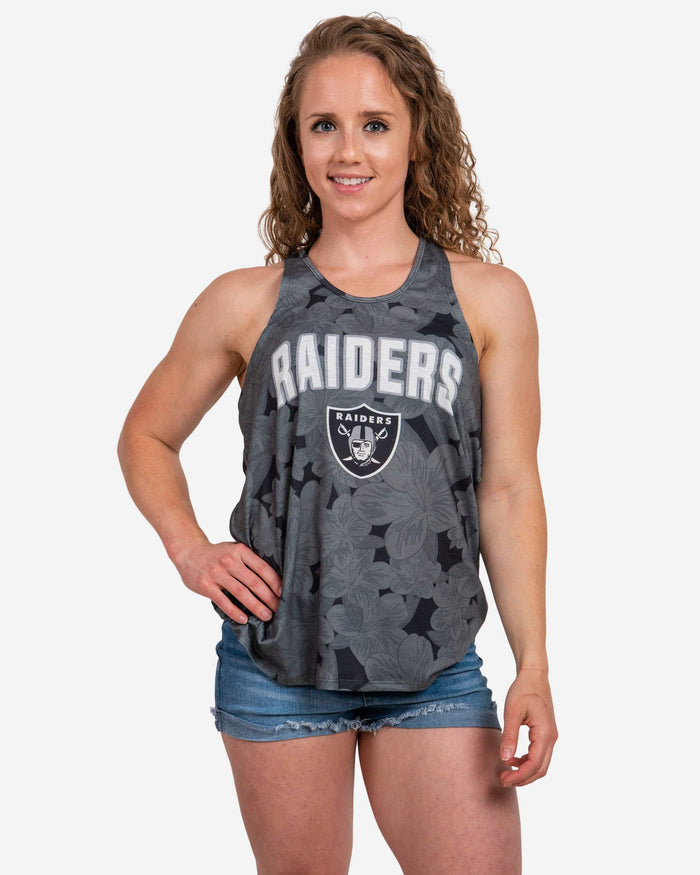 Las Vegas Raiders Womens Hibiscus Twist Back Sleeveless Top FOCO S - FOCO.com