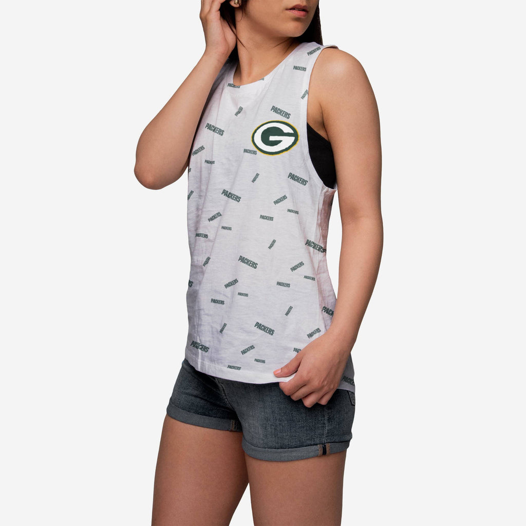 Green Bay Packers Womens Mini Wordmark Sleeveless Top FOCO S - FOCO.com