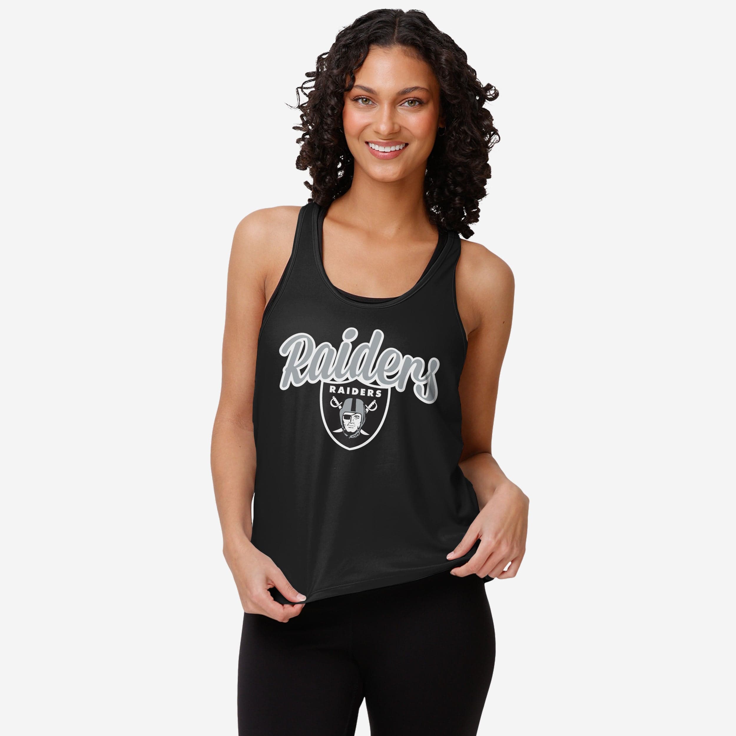 FOCO Las Vegas Raiders NFL Womens Wordmark Team Stripe Sleeveless Top