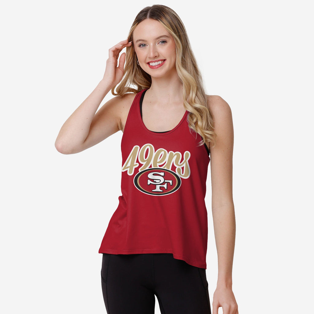 San Francisco 49ers Womens Wordmark Team Stripe Sleeveless Top FOCO S - FOCO.com