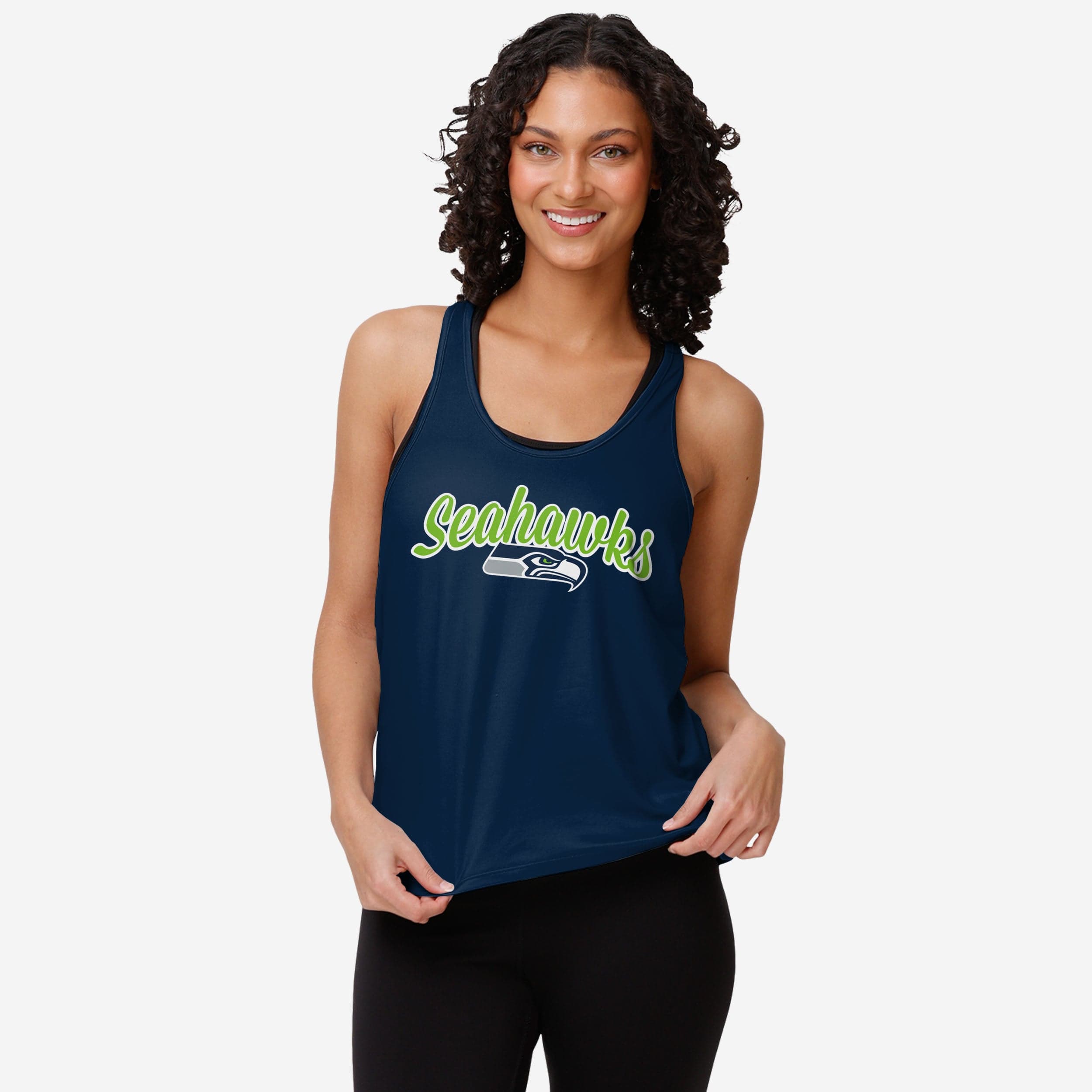 FOCO Seattle Seahawks NFL Womens Wordmark Team Stripe Sleeveless Top