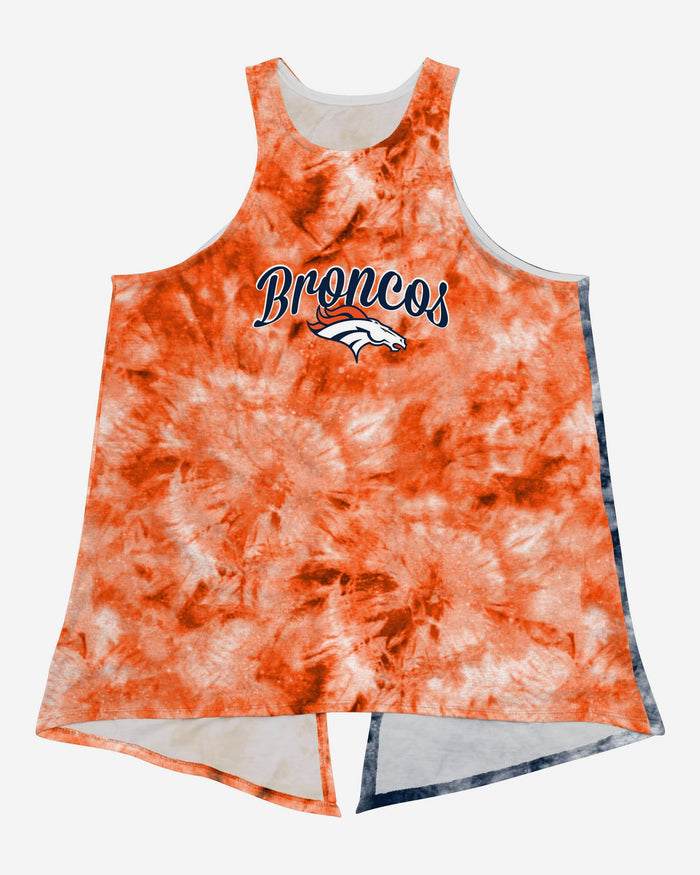 Denver Broncos Womens Script Wordmark Tie-Dye Tie-Breaker Sleeveless Top FOCO - FOCO.com