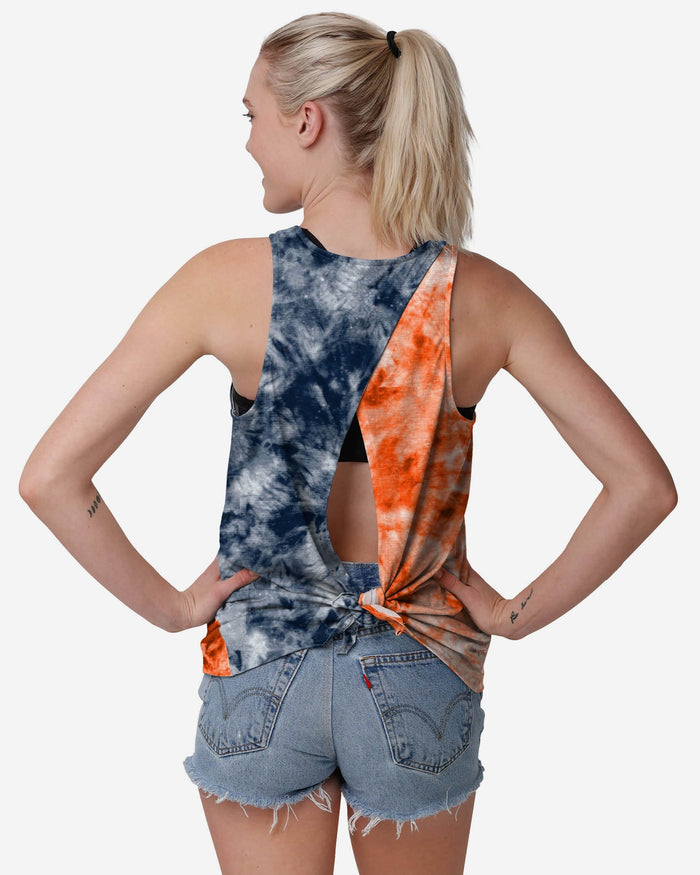 Denver Broncos Womens Script Wordmark Tie-Dye Tie-Breaker Sleeveless Top FOCO - FOCO.com