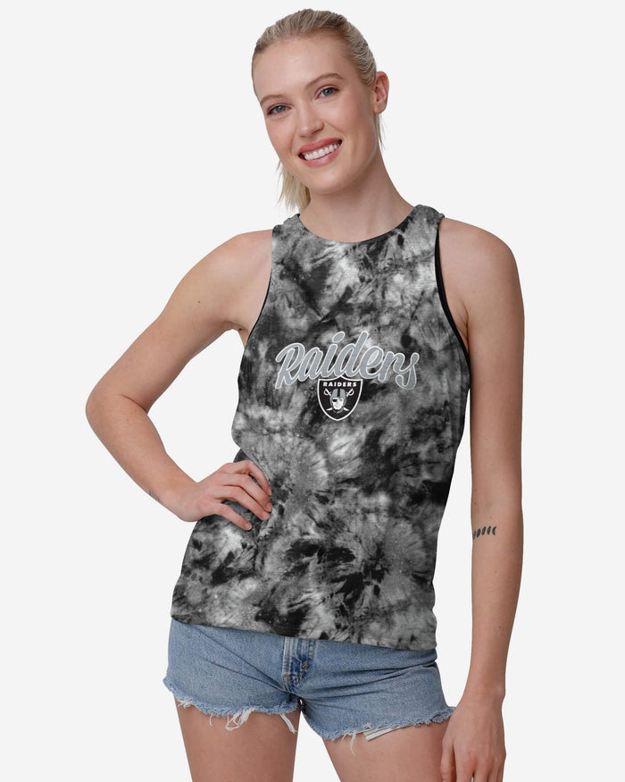 Las Vegas Raiders Womens Script Wordmark Tie-Dye Tie-Breaker Sleeveless Top FOCO S - FOCO.com