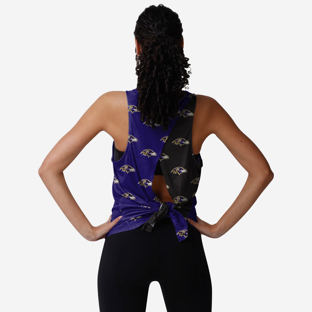 Baltimore Ravens Womens Wordmark Mini Print Tie-Breaker Sleeveless Top FOCO S - FOCO.com