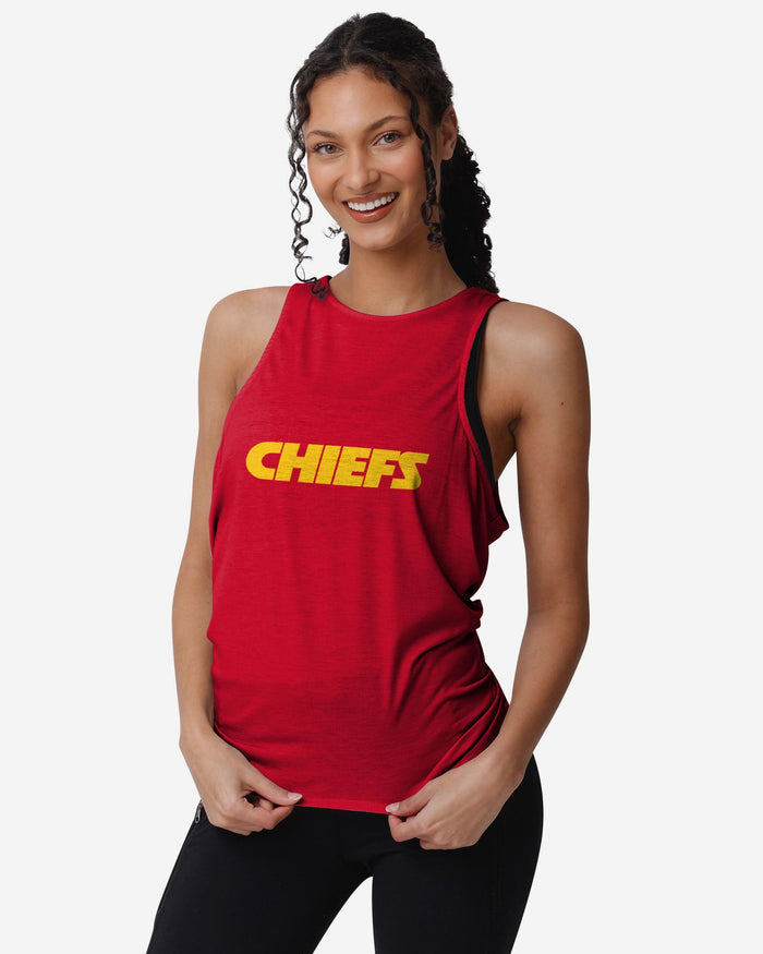 Kansas City Chiefs Womens Wordmark Mini Print Tie-Breaker Sleeveless Top FOCO - FOCO.com