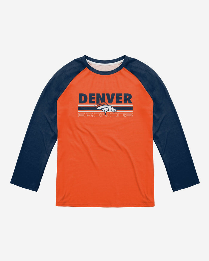 Denver Broncos Colorblock Wordmark Raglan T-Shirt FOCO - FOCO.com