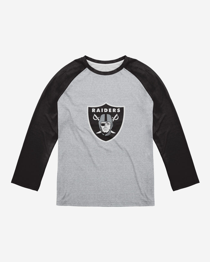 Las Vegas Raiders Gray Big Logo Raglan T-Shirt FOCO - FOCO.com