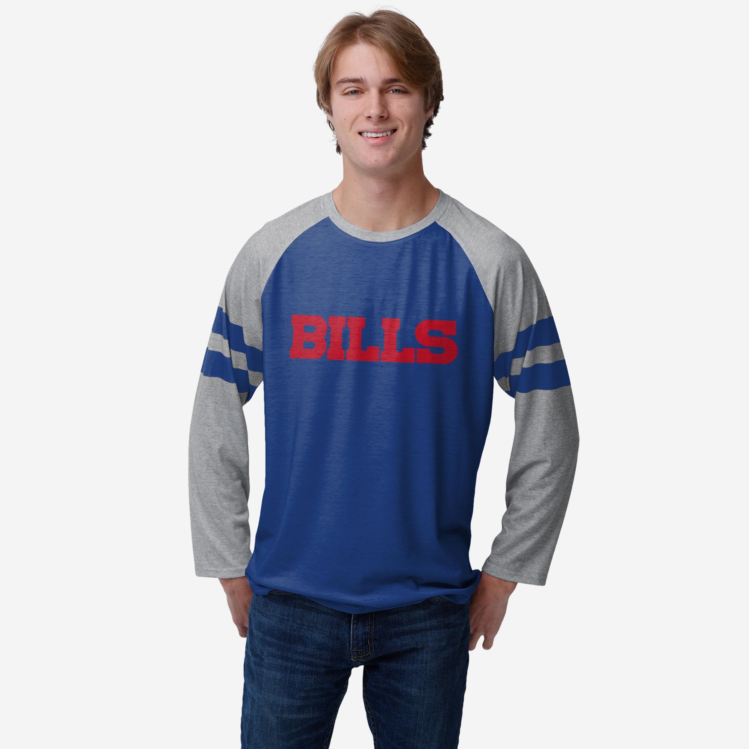 Buffalo Bills Colorblock Wordmark Raglan T-Shirt FOCO