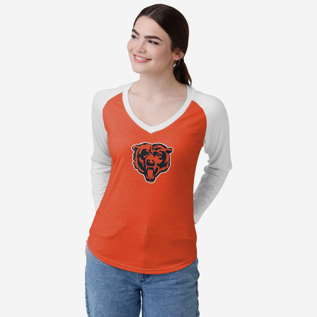 Chicago Bears Womens Big Logo Solid Raglan T-Shirt FOCO S - FOCO.com