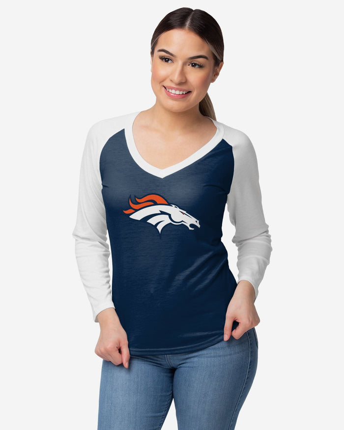 Denver Broncos Womens Big Logo Solid Raglan T-Shirt FOCO S - FOCO.com