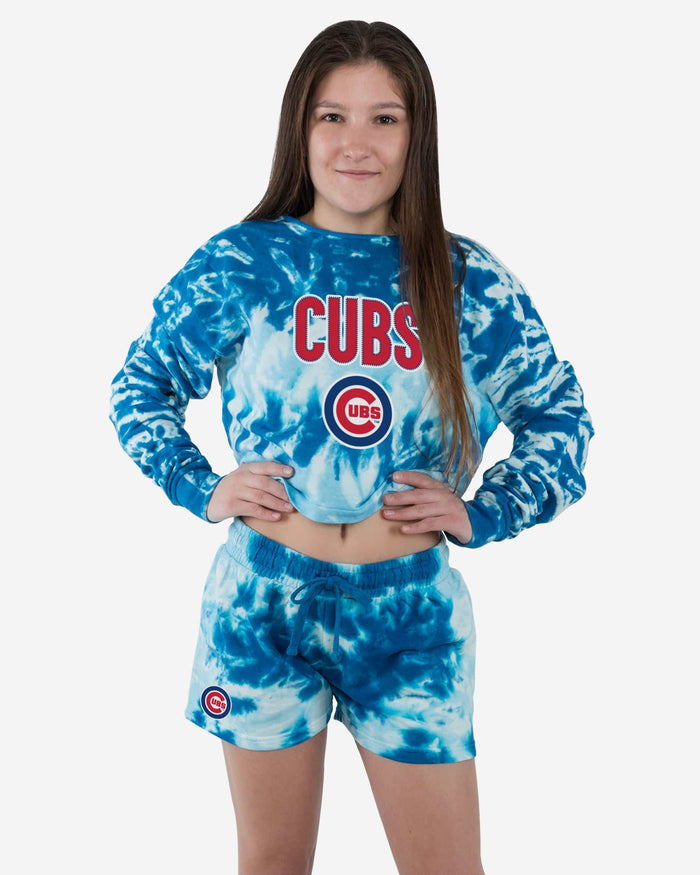 Chicago Cubs Womens Tie-Dye Rush Cropped Sweater FOCO - FOCO.com