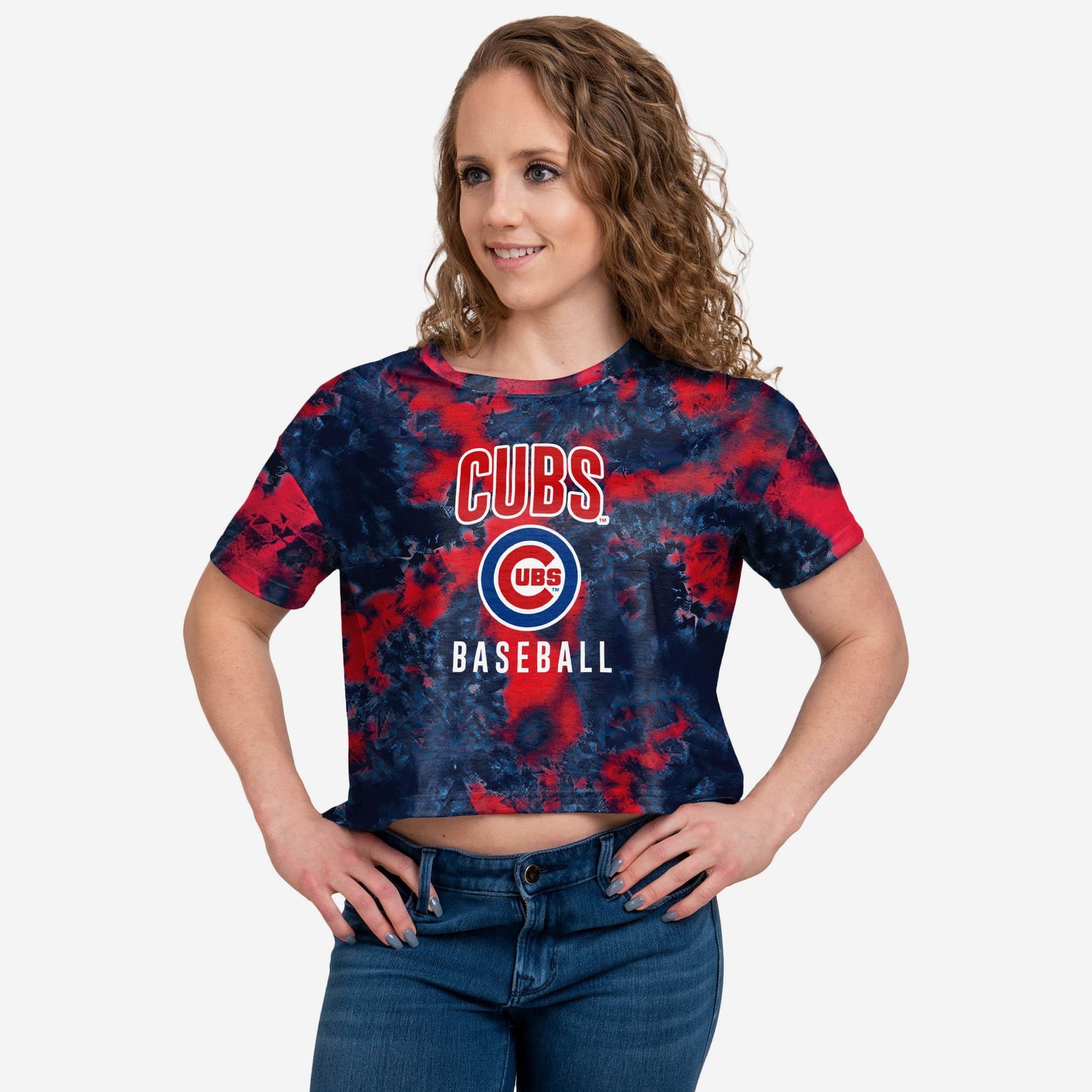 Chicago Cubs Womens Tie-Dye Rush Cropped Sweater FOCO