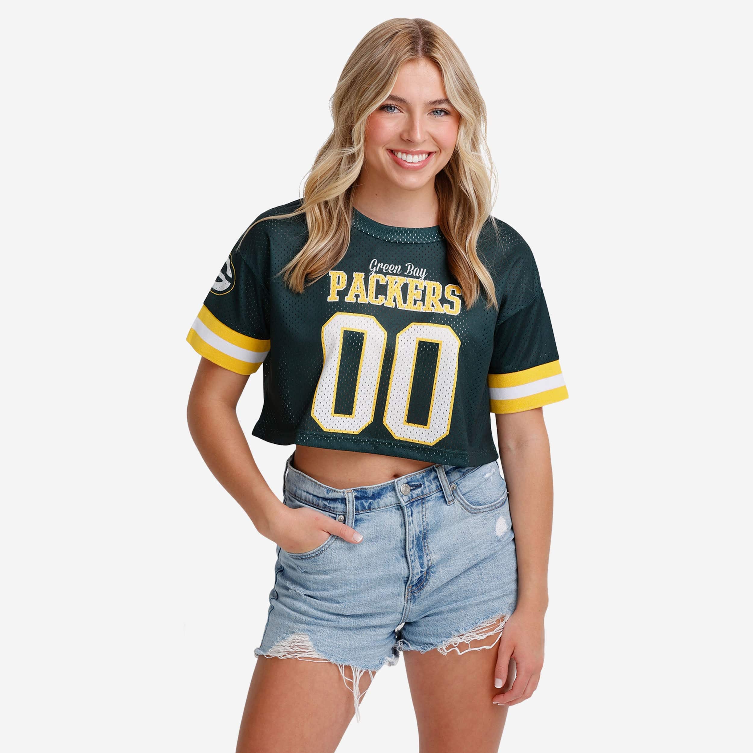 Green Bay Packers Womens Gameday Mesh Crop Top FOCO