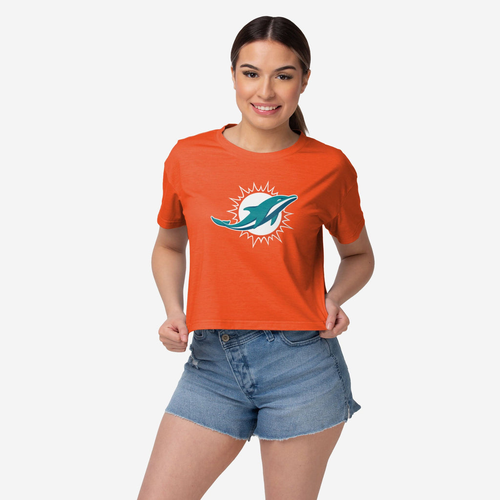 Miami Dolphins Womens Alternate Team Color Crop Top FOCO