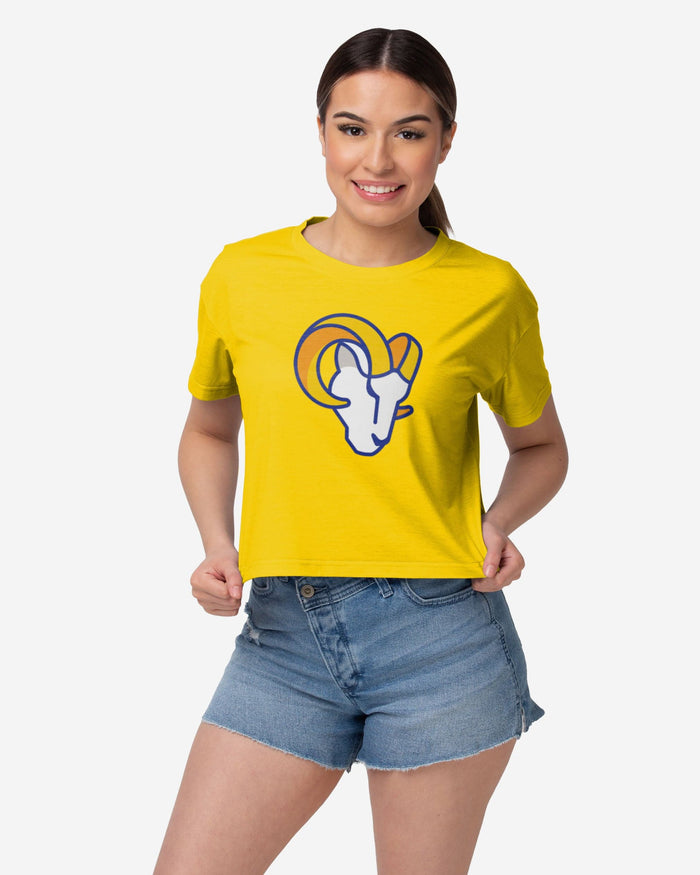 Los Angeles Rams Womens Alternate Team Color Crop Top FOCO S - FOCO.com