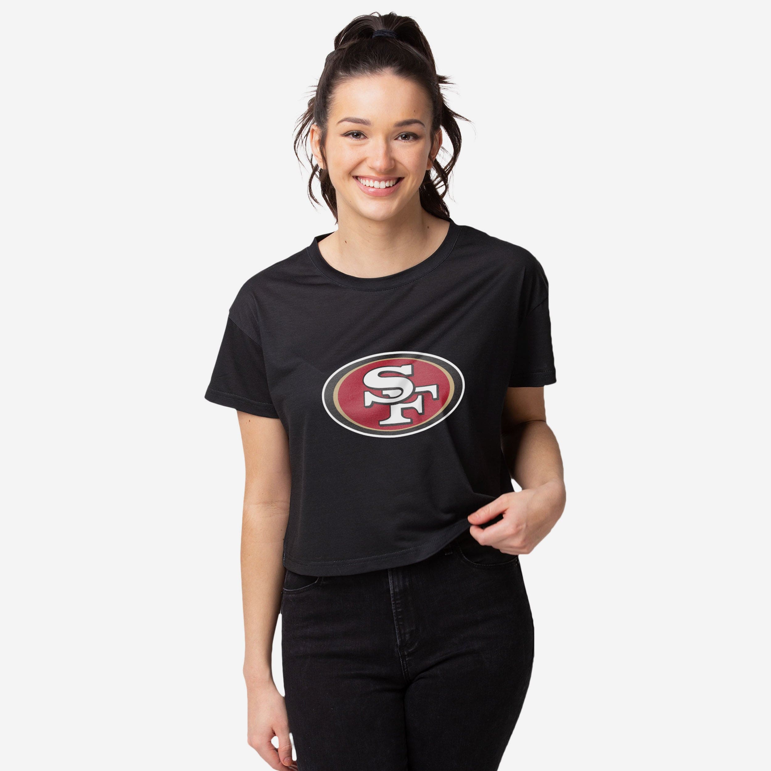 FOCO San Francisco 49ers NFL Womens Solid Big Logo Crop Top