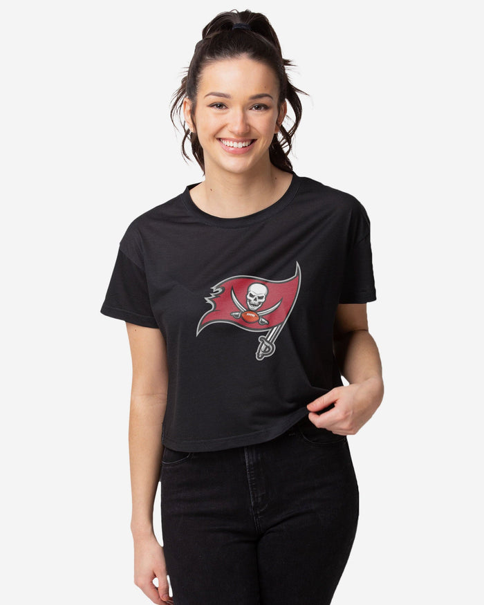 Tampa Bay Buccaneers Womens Black Big Logo Crop Top FOCO S - FOCO.com