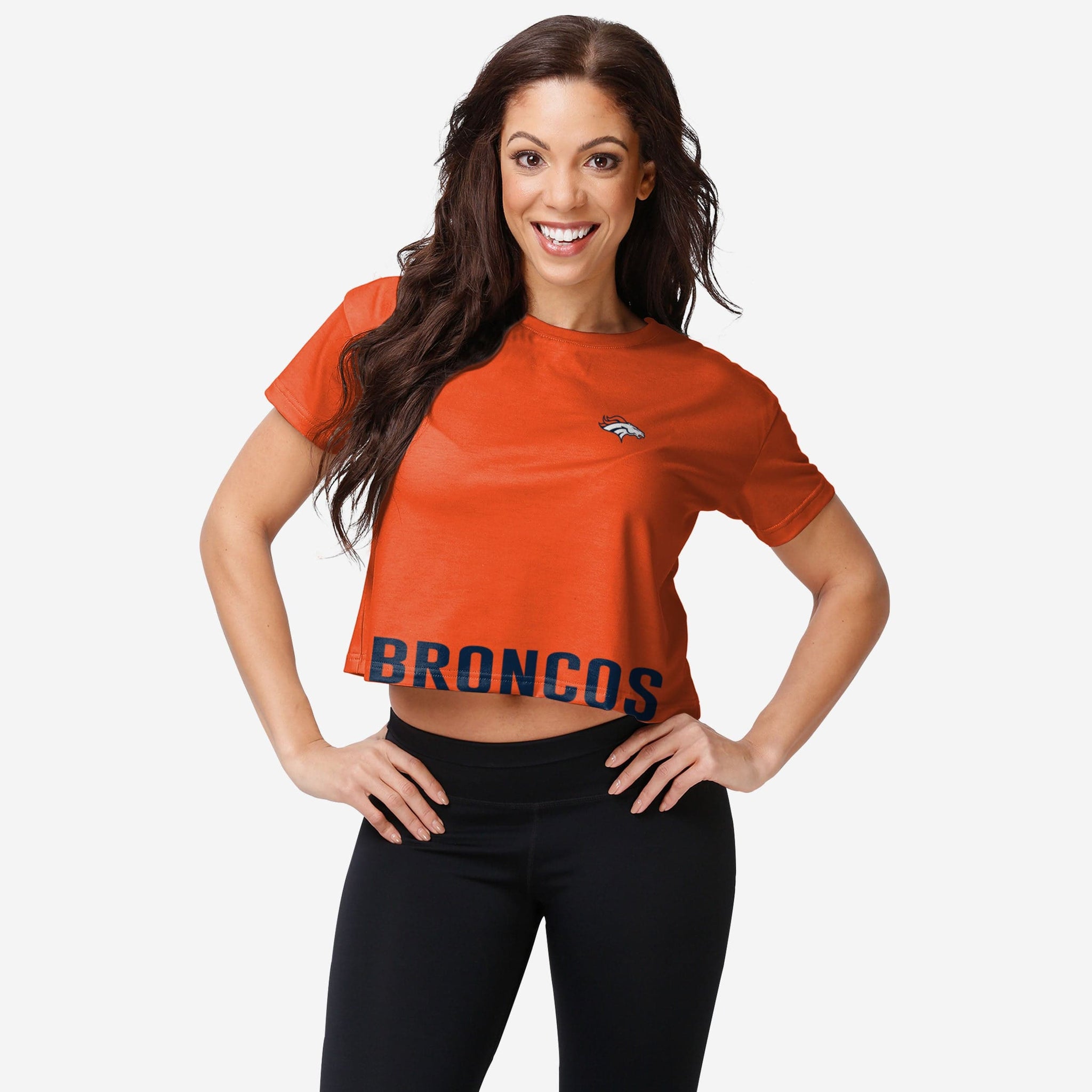 Women's FOCO Orange Denver Broncos Ugly Holiday Cropped Sweater