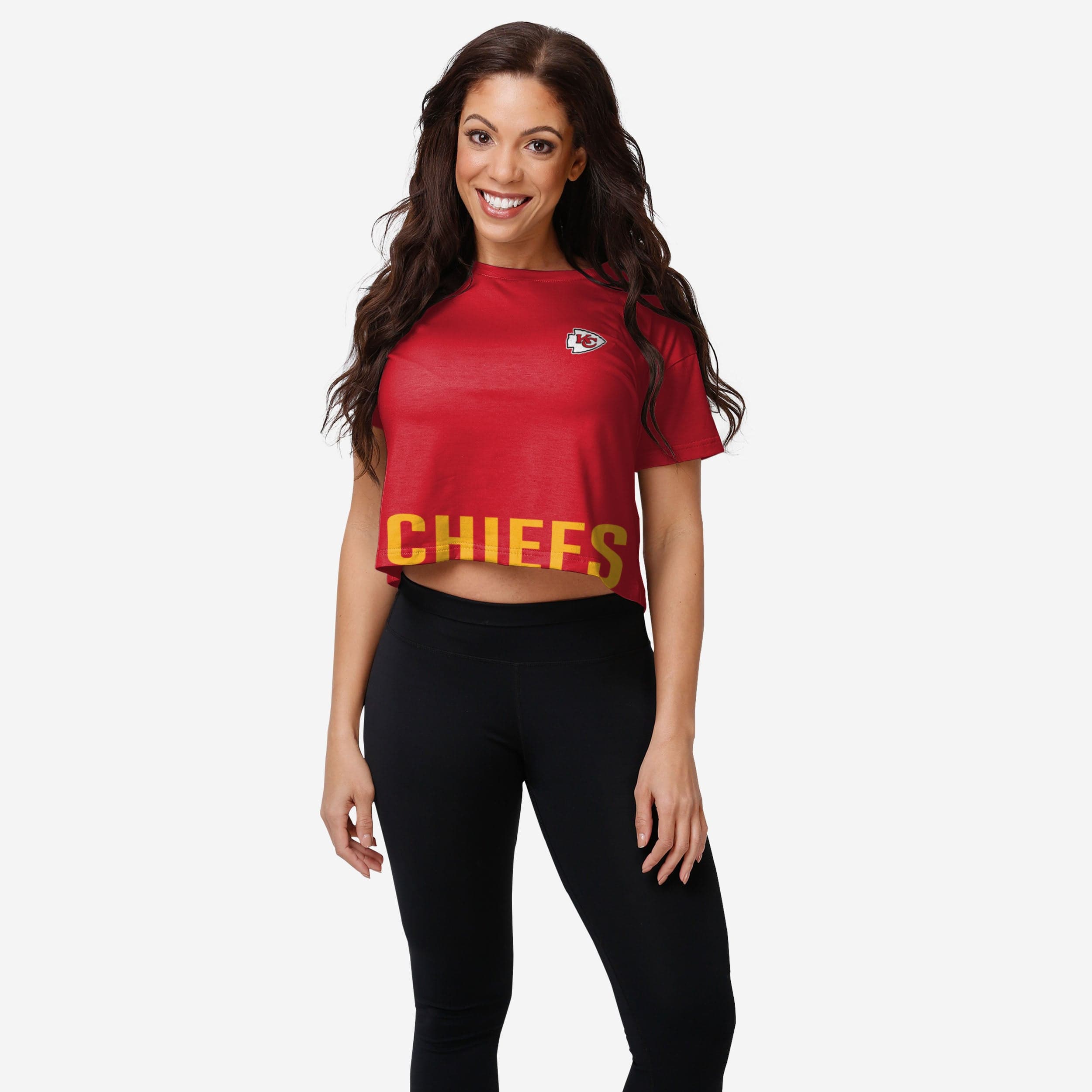 Women's SS Button Crop Kansas City Chiefs