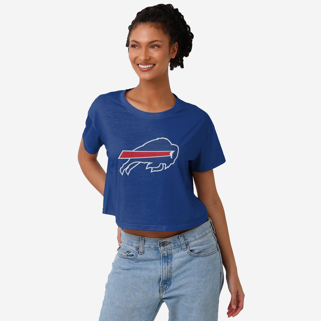 Buffalo Bills Womens Solid Big Logo Crop Top FOCO S - FOCO.com